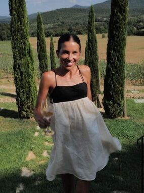 black linen dress with buttons MILLE Isla Dress in Black Linen XXS main image 1